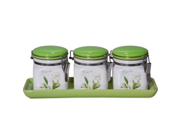 ceramic pickle jar are design to keep for dining table.This ceramic pickle jar comes with tray with same colour, it also have metal clamp for locking and keep fresh.